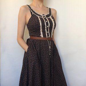 Vintage floral cotton prairie ruffle dress sz 4?